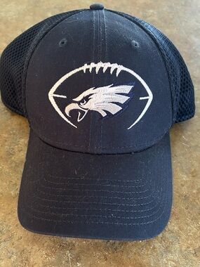 Men's Navy Blue Trucker Cap with Embroidered Eagle Football Logo